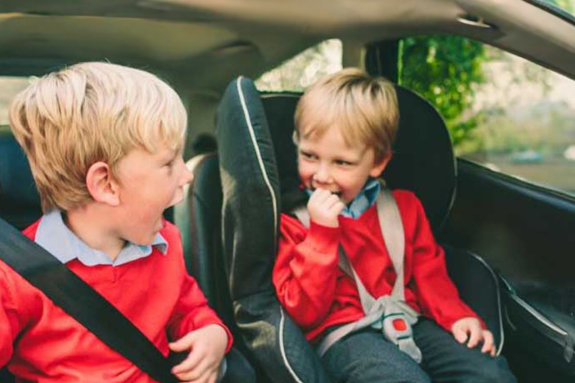 Two children in car