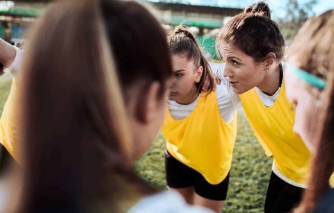 Sports team huddle