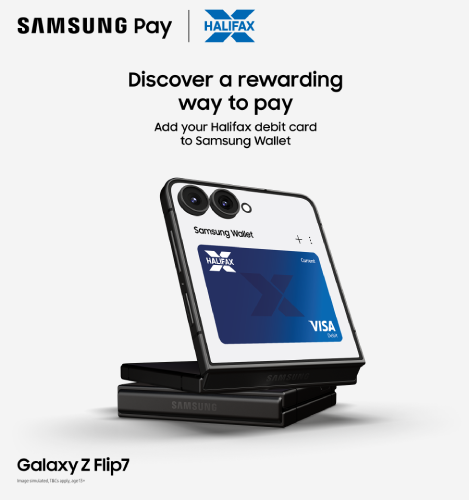 Samsung phone displaying Halifax card