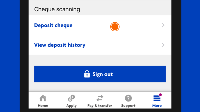 Cheque Deposits Step 1
