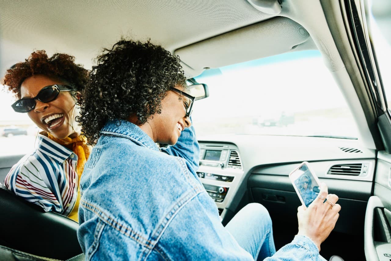 Two women in a car