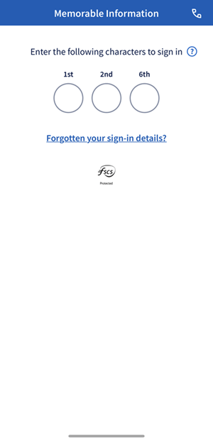 Memorable information screenshot from app.