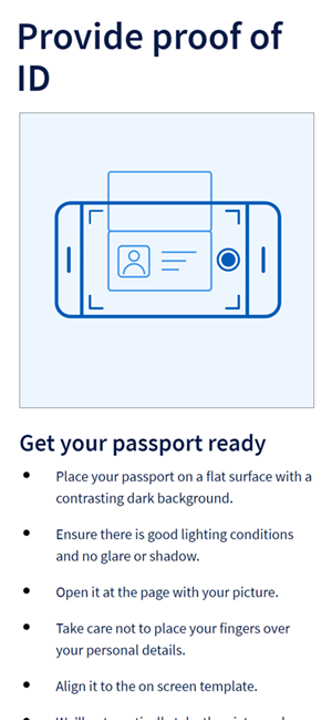 Provide proof of ID screenshot from app.