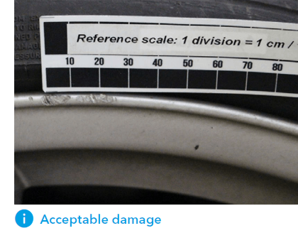 Wheel and wheel trims  - Acceptable damage