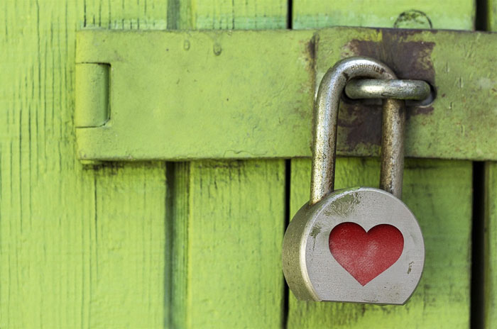 Padlock on a door