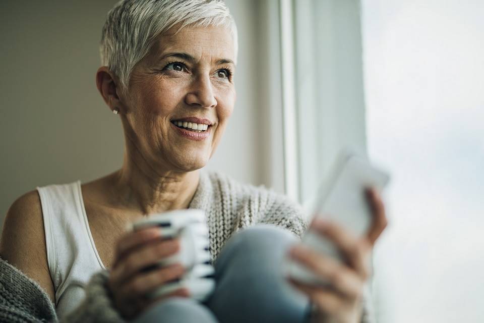 Woman looking at her phone