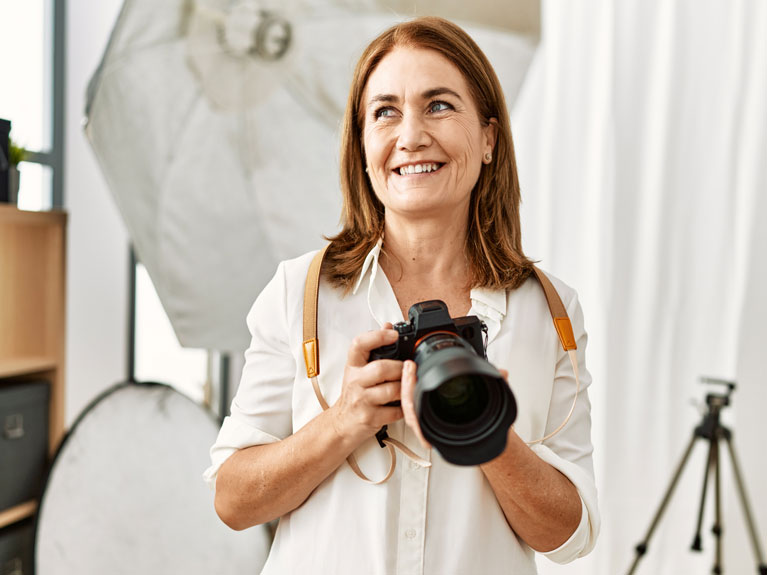 Woman with camera.