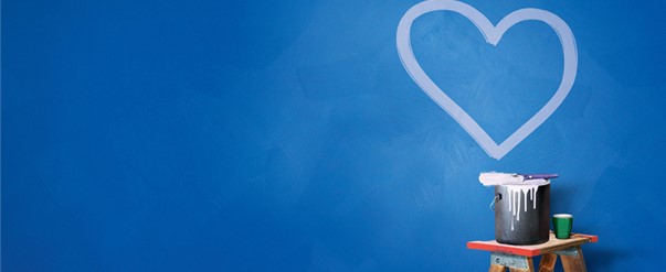 Decorative image of a heart painted on a wall