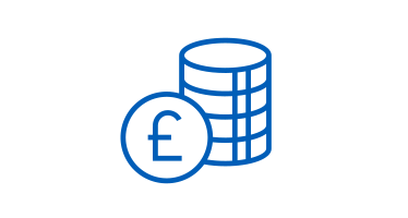 Stack of coins on blue background