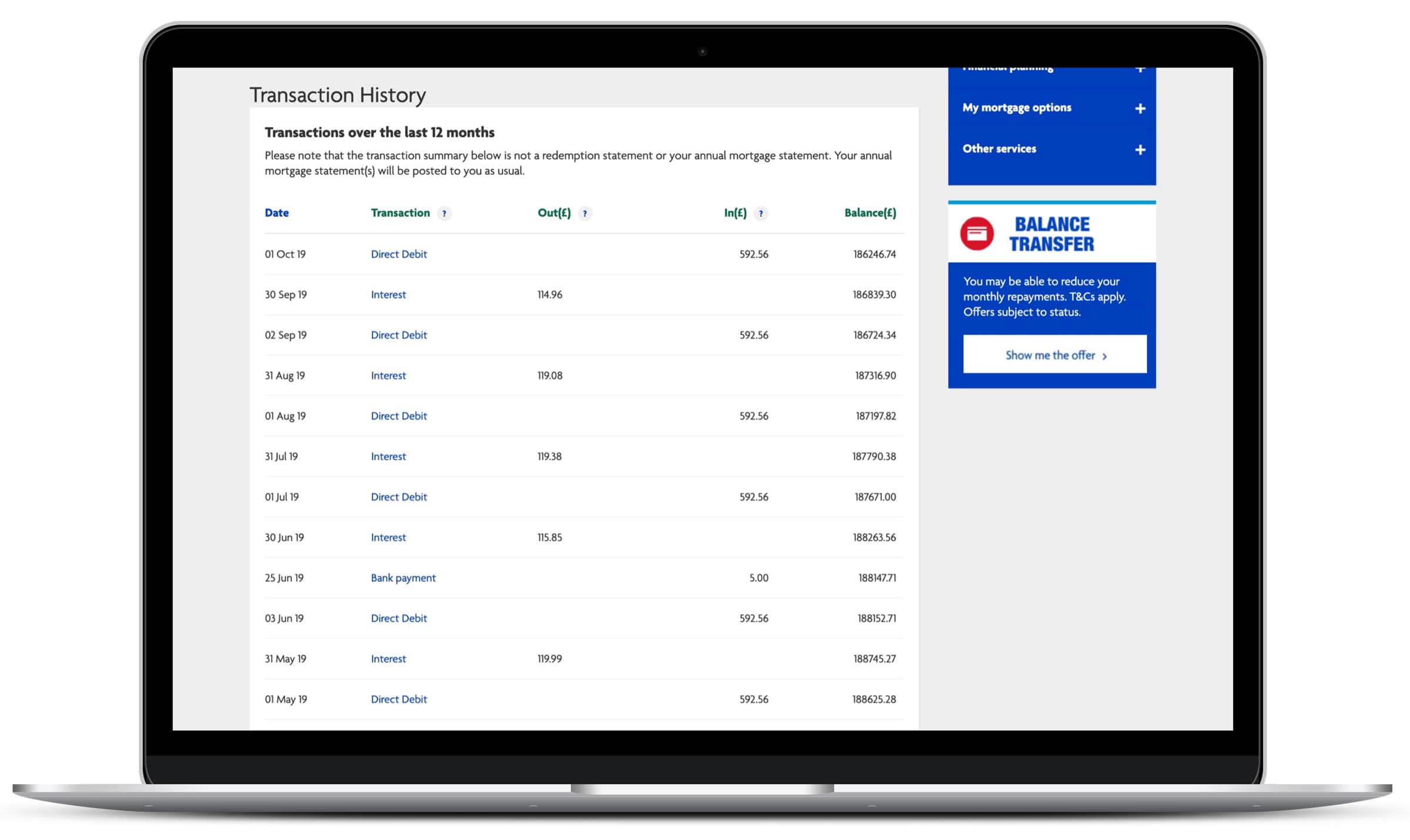 View your monthly payments
