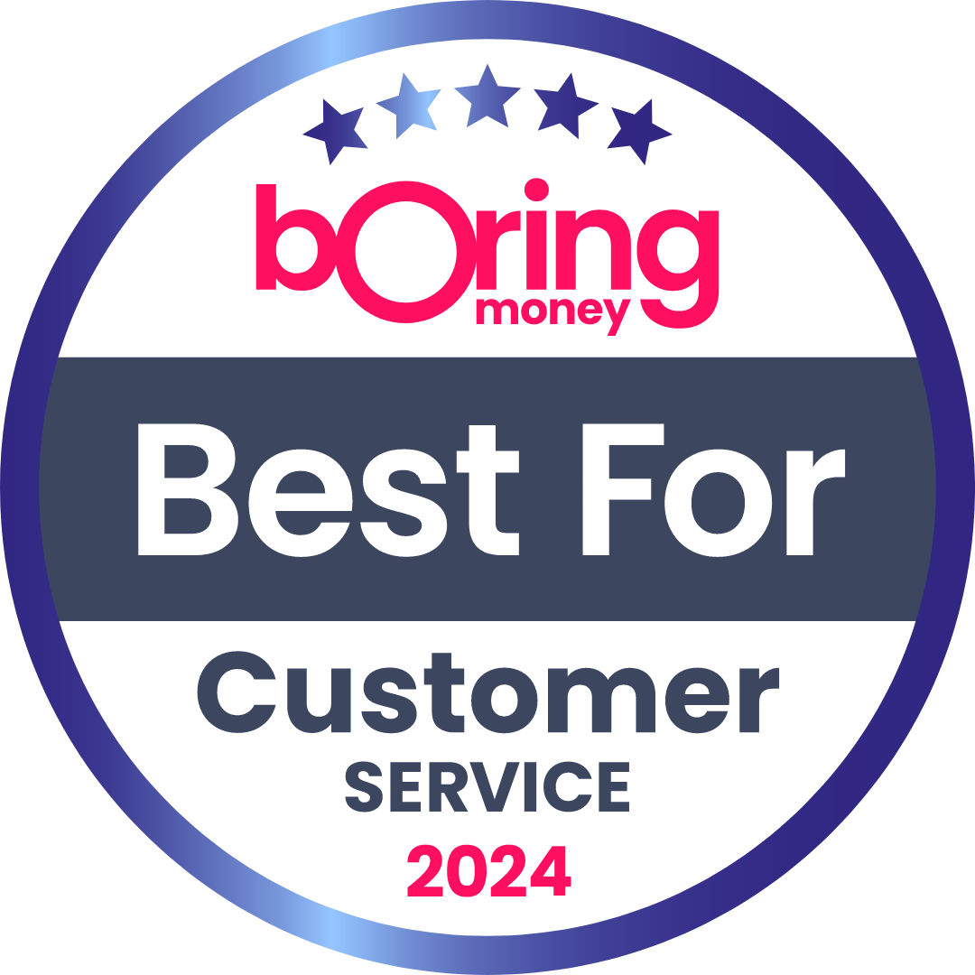 Boring Money award for customer service 2024.