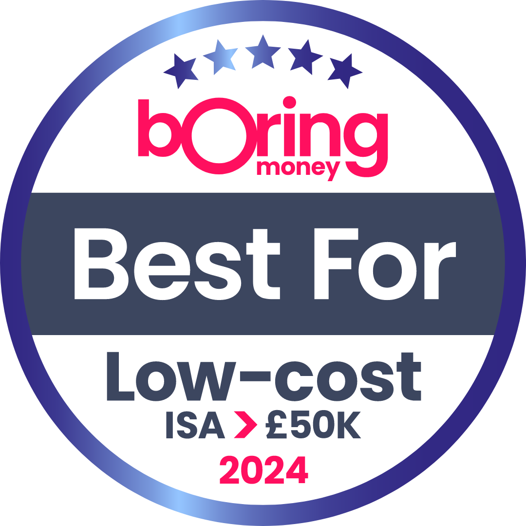 Boring Money award for best low-cost ISA over £50k 2024.