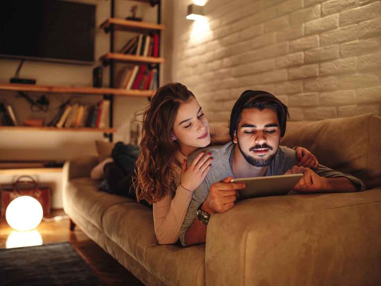 A person using a laptop.
