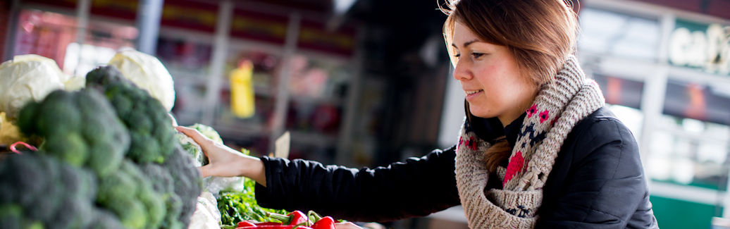 Lady shopping for vegetables