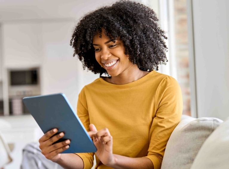 Woman looking at her computer