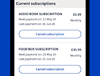 Screenshot of step 1 to block subcriptions in the app