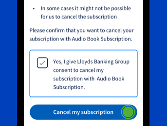 Screenshot of step 3 to cancel subcriptions in the app