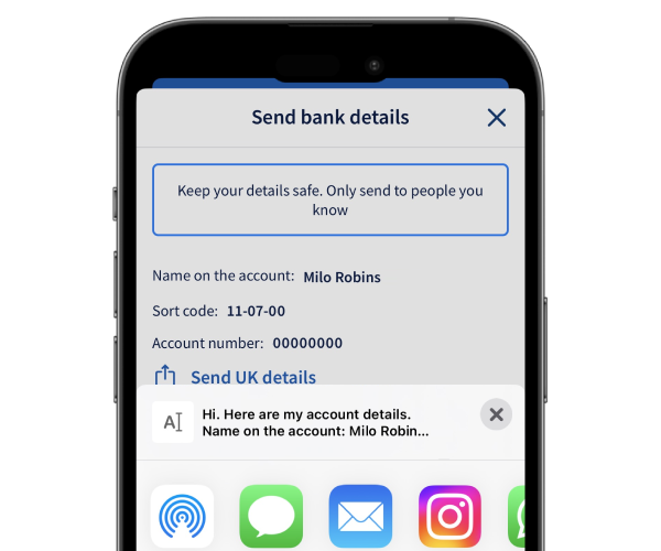 Share bank details