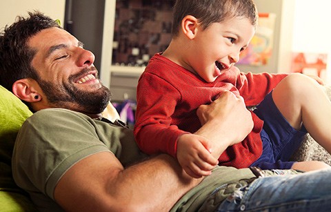 Father and son playing around