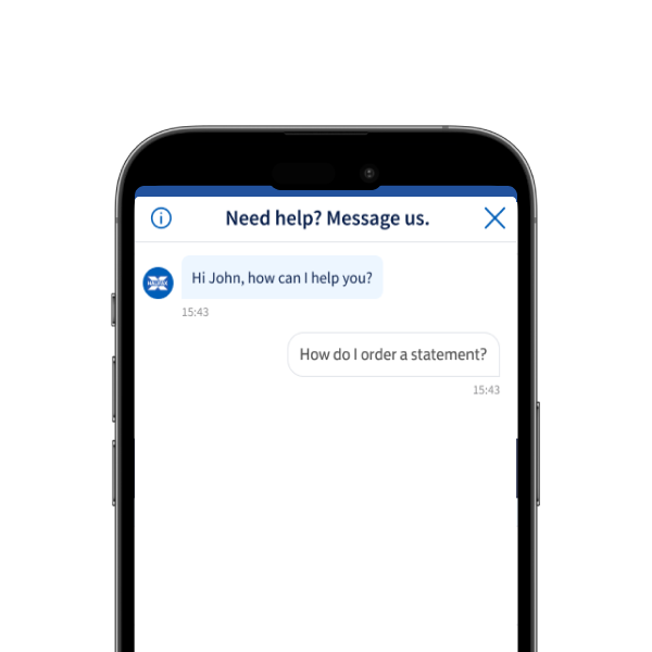 A smartphone showing messages in our app.