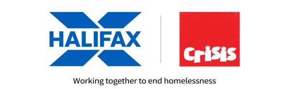 Halifax and Crisis partnership logo - Working together to end homelessness